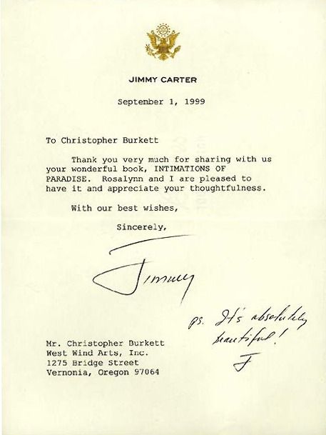 A letter from former United States President, Jimmy Carter ...